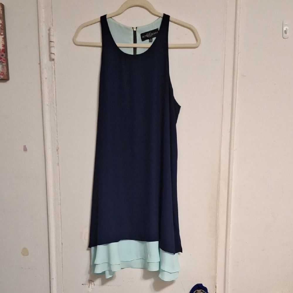 Betsy & Adam Navy Flare Dress